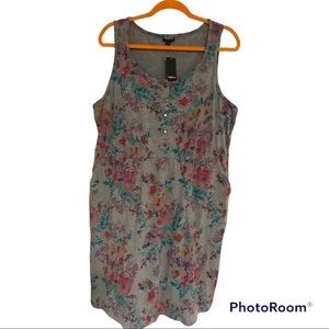 TORRID NEW WITH TAGS BUTTON FRONT MINI DRESS - JERSEY FLORAL GRAY